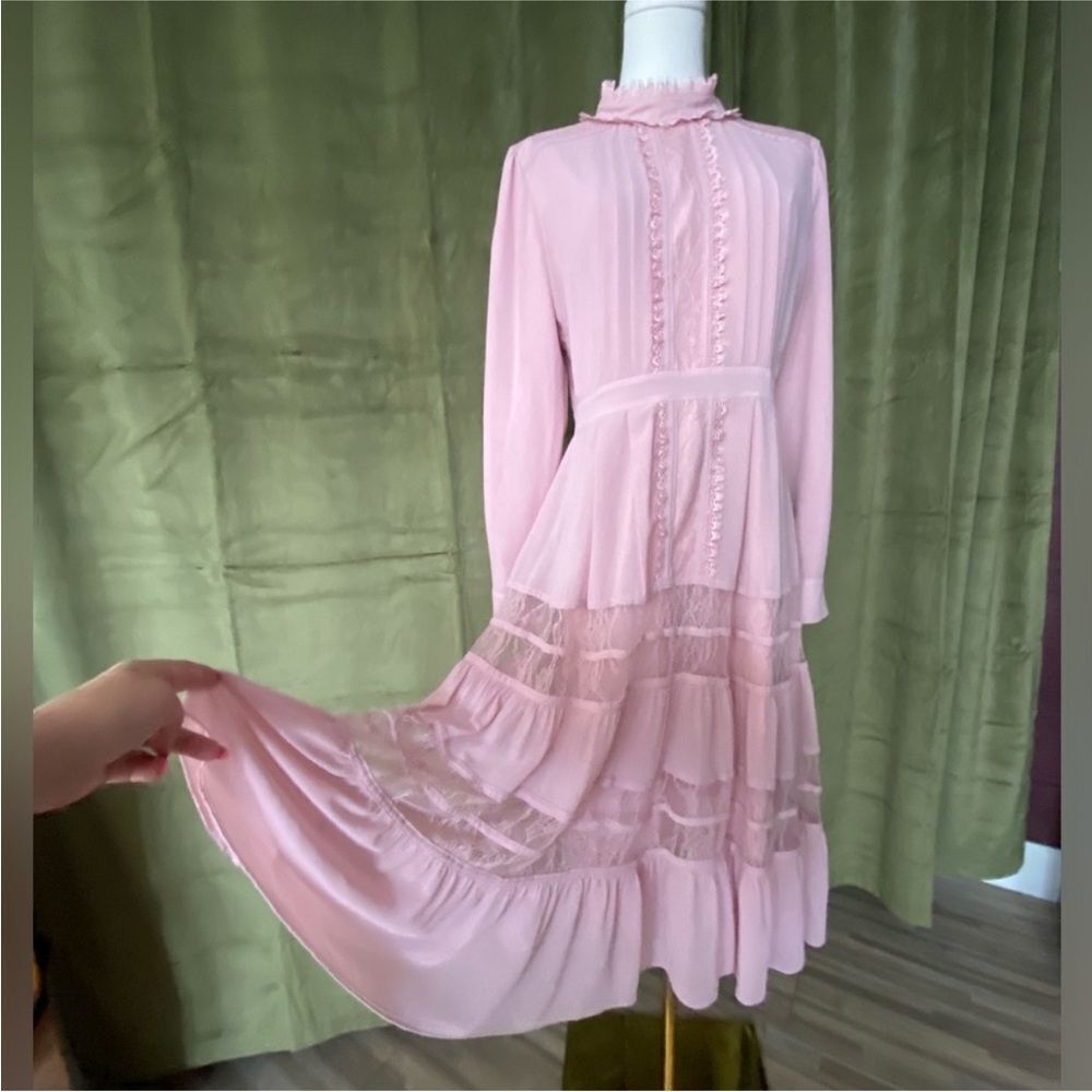 Ellie Makir Elegant Pink Ruffled Dress, L